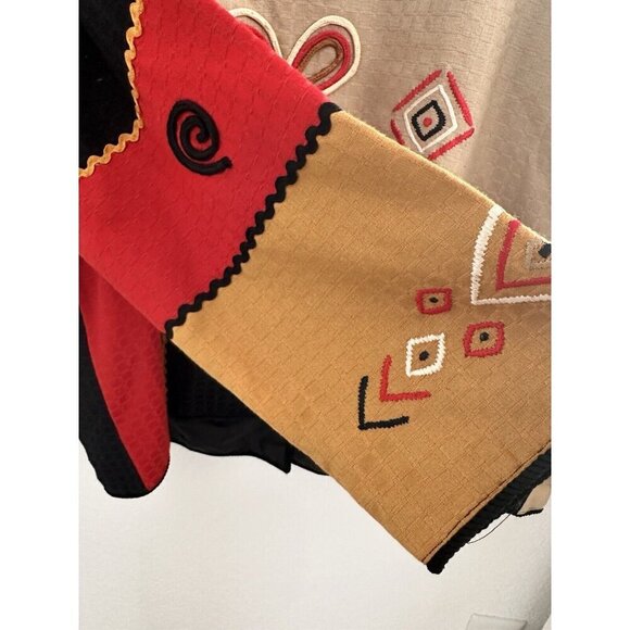 NWT INDIGO MOON Patchwork Applique Jacket 2X Button Artsy Hippie Boho Chic Aztec - Picture 12 of 13